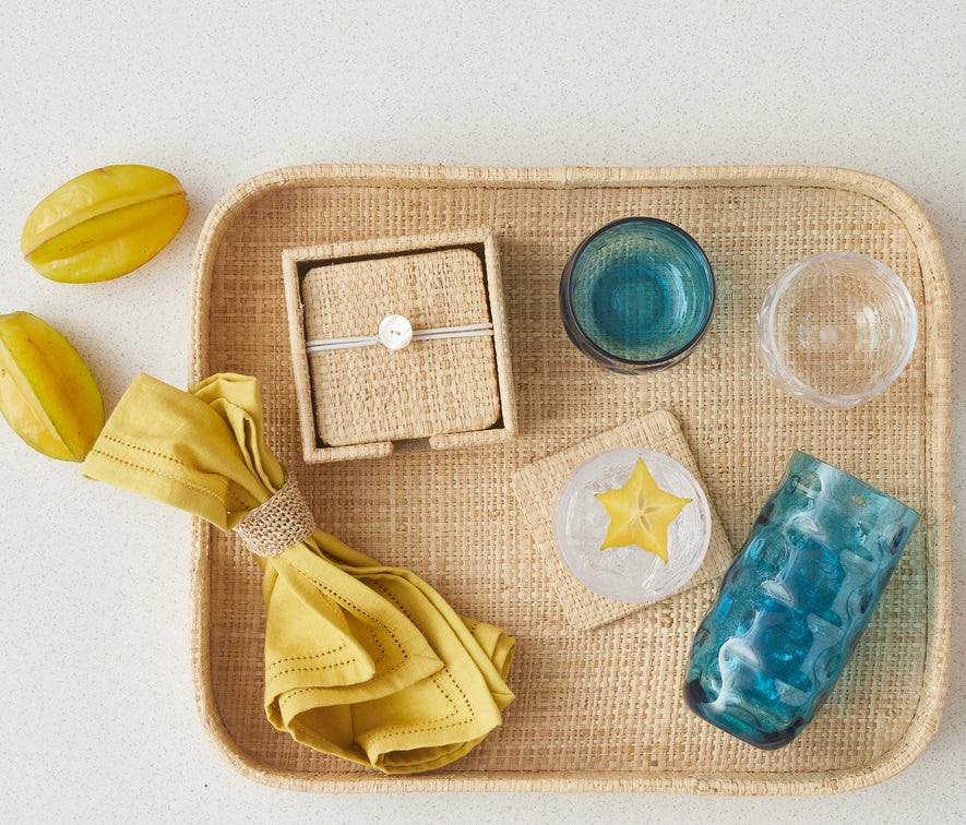 Blue Pheasant Barth Natural Cocktail Napkin Tray Raffia - Image 3