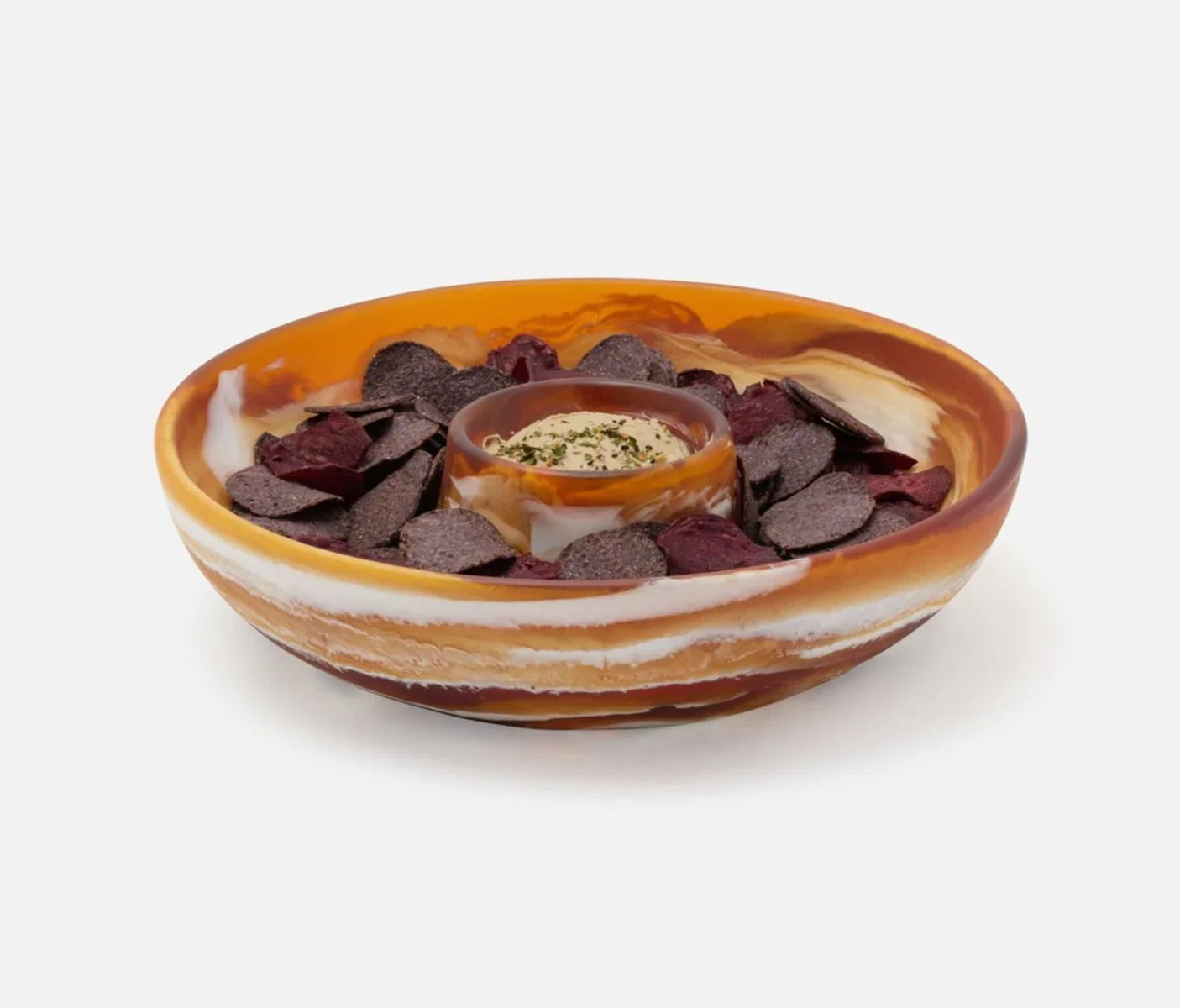 Blue Pheasant Hugo Swirled Resin Chip And Dip Bowl - Amber - Image 3