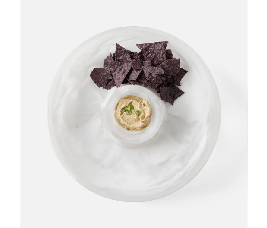 Blue Pheasant Hugo Swirled Resin Chip And Dip Bowl - White - Image 4