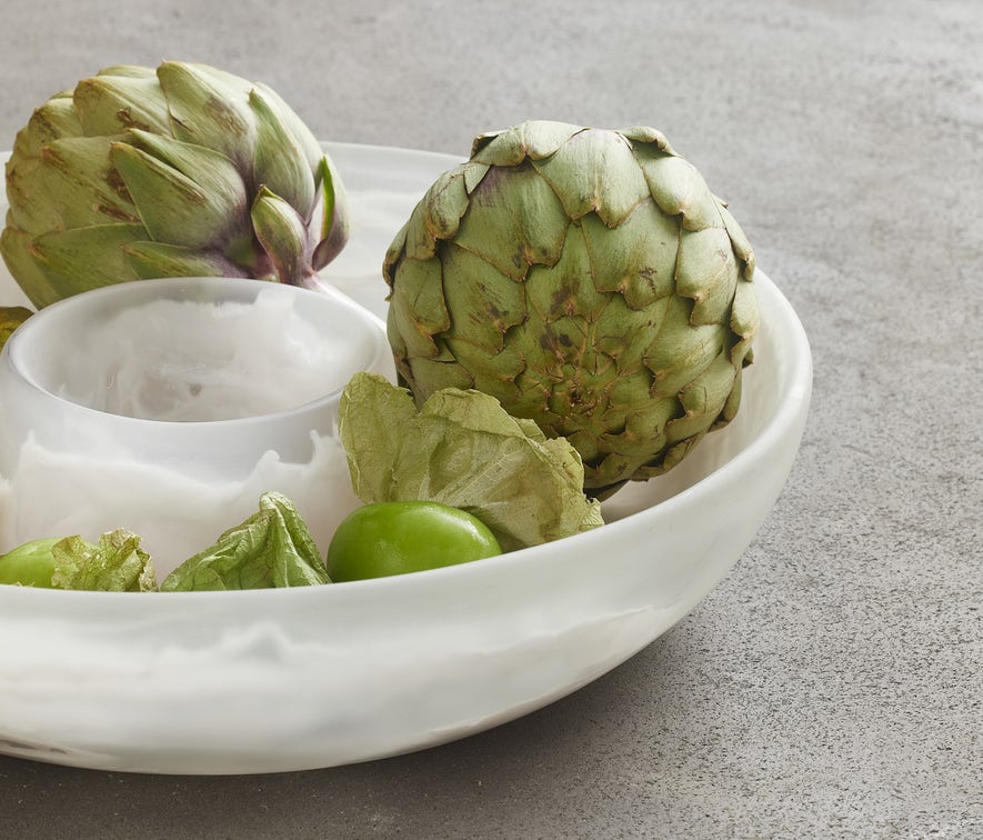 Blue Pheasant Hugo Swirled Resin Chip And Dip Bowl - White - Image 5